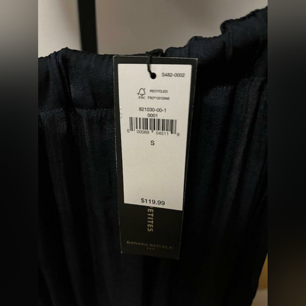 Banana Republic Tie Back Satin Mini Swing Dress (S) NWT Navy REALLY SEXY !! - Picture 3 of 9